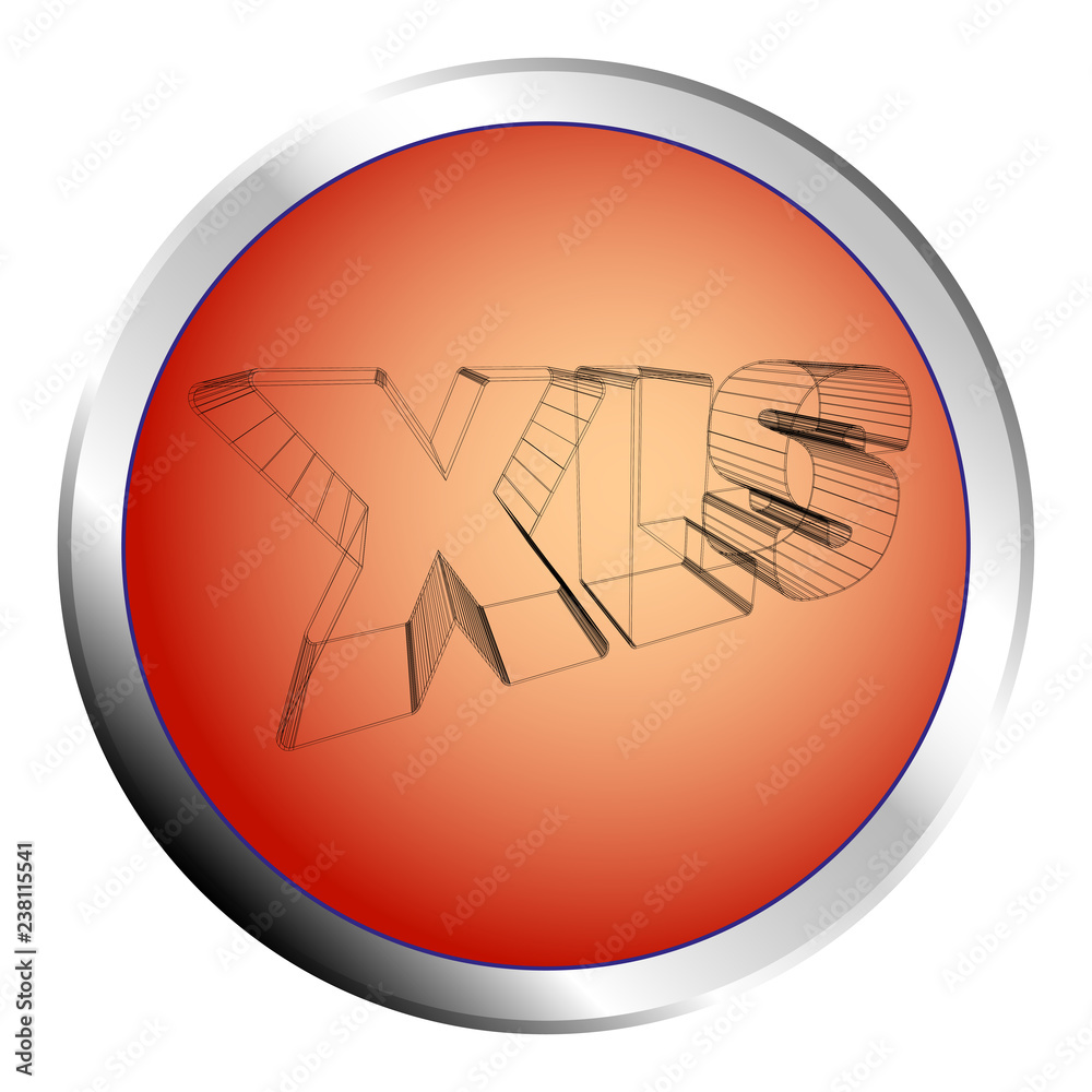 XLS orange circle push button - Vector illustration XLS orange circle push button - Vector illustration