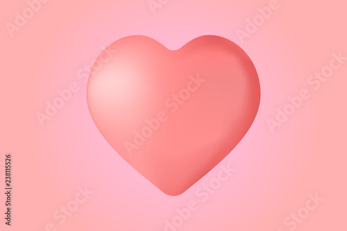 3d symbol heart in soft living coral red colors. stock vector illustration clipart