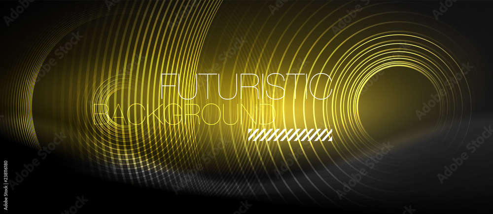 Dark abstract background with glowing neon circles Dark abstract background with glowing neon circles