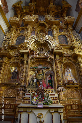 Interior decor of the Huamanga Cathedral Basilica of St. Mary  Ayacucho  Peru