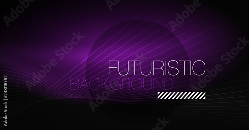 Digital technology abstract background - neon geometric design. Abstract glowing lines. Colorful techno background. Futuristic shape.