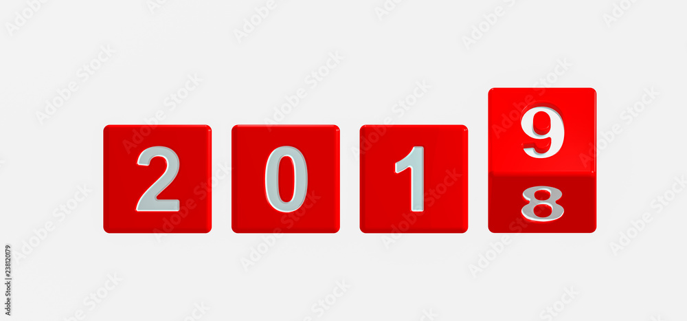3d illustration of new year 2019,concept of dice with number turn over 2018, illustrazione 3d del nuovo anno 2019 con dadi, 2019 gira su 2018 3d illustration of new year 2019,concept of dice with number turn over 2018, illustrazione 3d del nuovo anno 2019 con dadi, 2019 gira su 2018