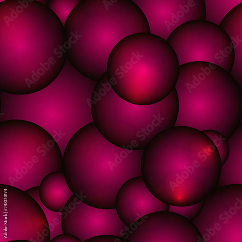 Background of purple molecules and balls. For decoration of festive and scientific items
