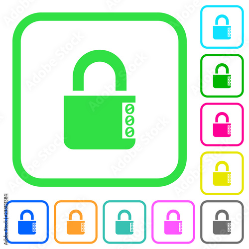 Locked combination lock with side numbers vivid colored flat icons