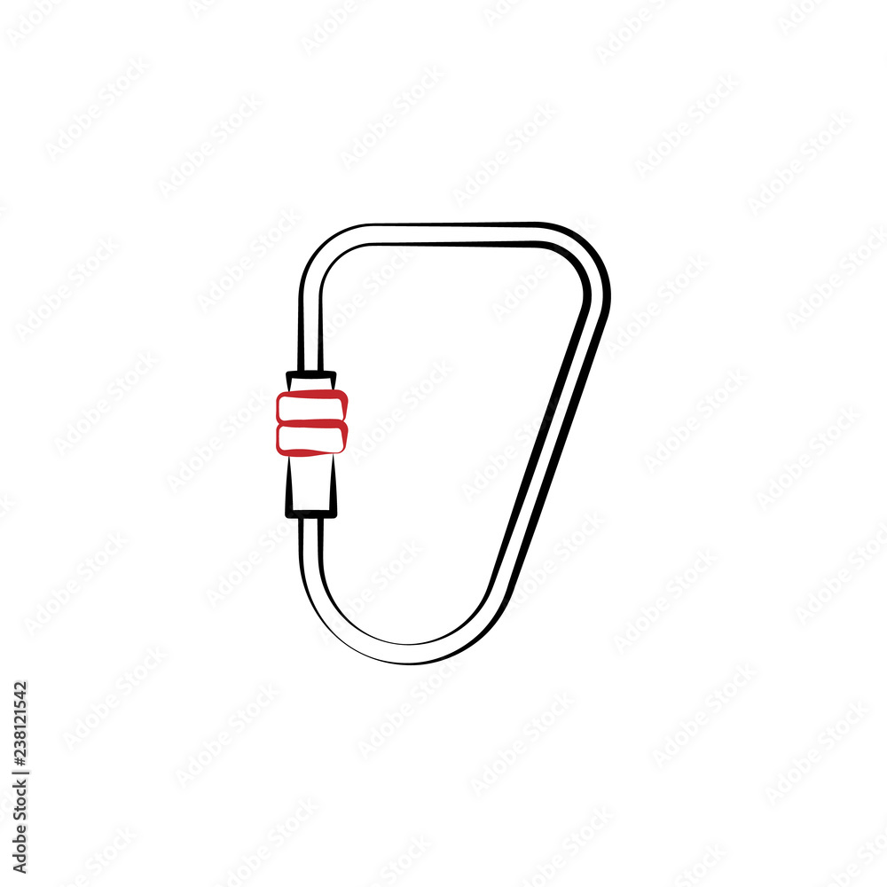 Camping, carabineer 2 colored line icon. Simple hand drawn color element illustration. Camping, carabineer outline symbol design from camping set Camping, carabineer 2 colored line icon. Simple hand drawn color element illustration. Camping, carabineer outline symbol design from camping set