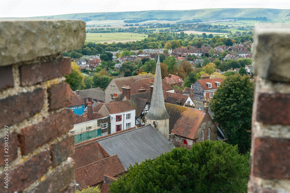 House and the city around and outside of Lewes Castle, East Sussex, Barbican House Lewes England. The old vintage historical citytown for visit, traveler and sightseeing.