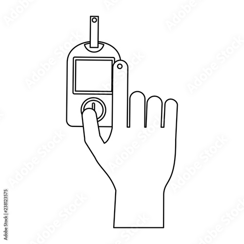 Glucometer hand test black and white