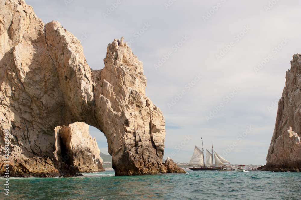 cabo san lucas arch with classic tall ship