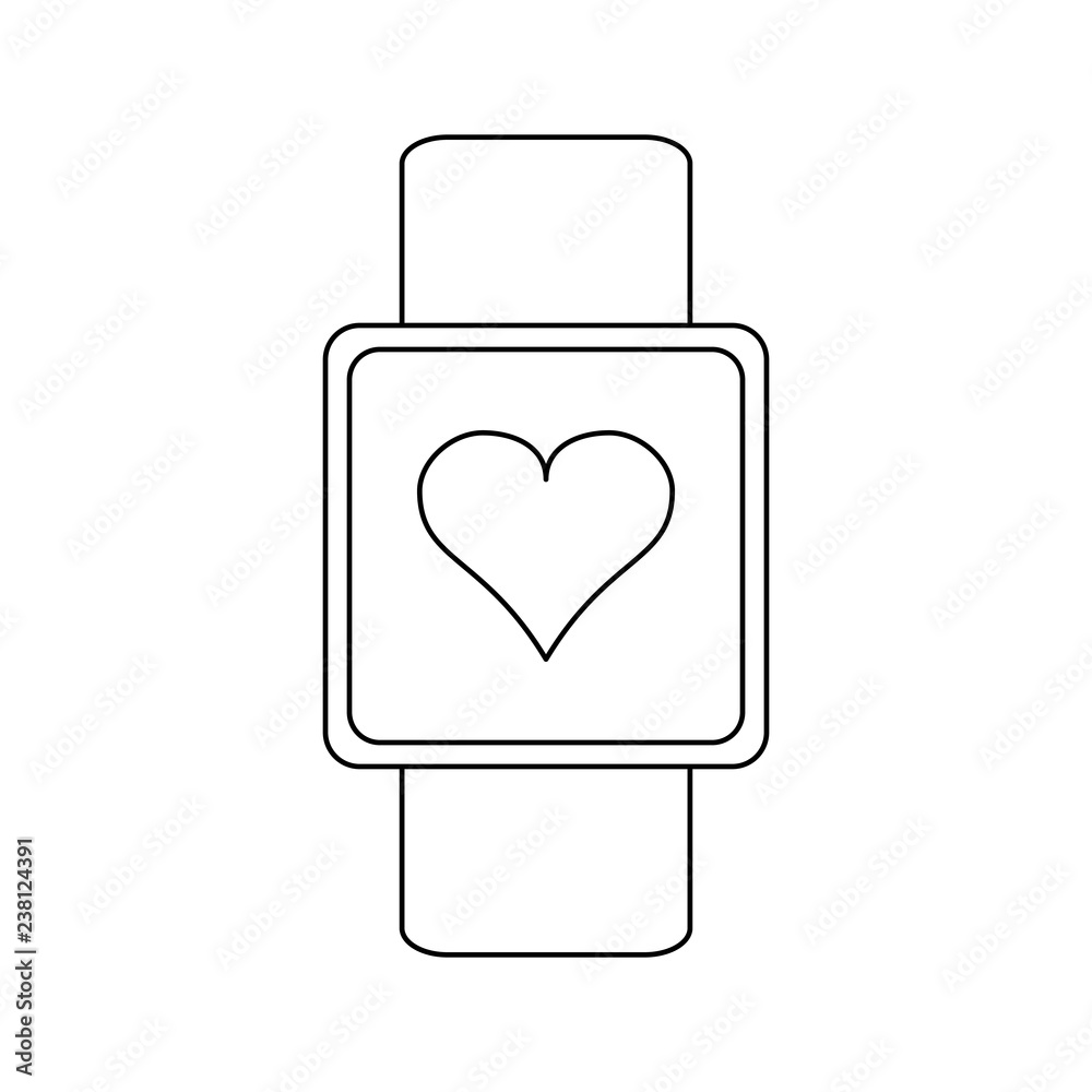 Smartwatch with heart symbol black and white Smartwatch with heart symbol black and white
