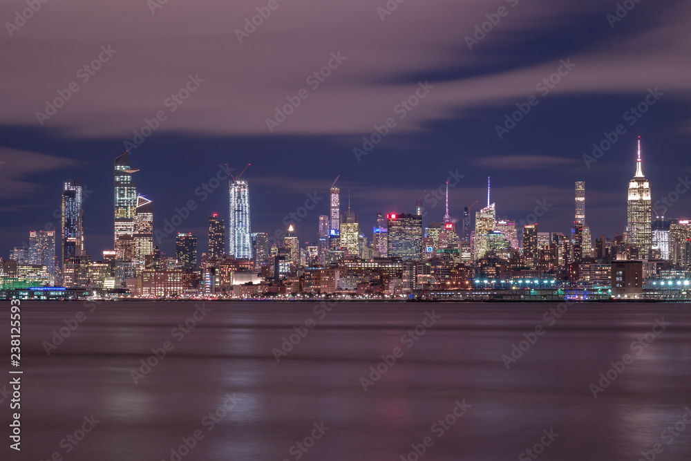Night view on Midtown Manhattan with long exposure
