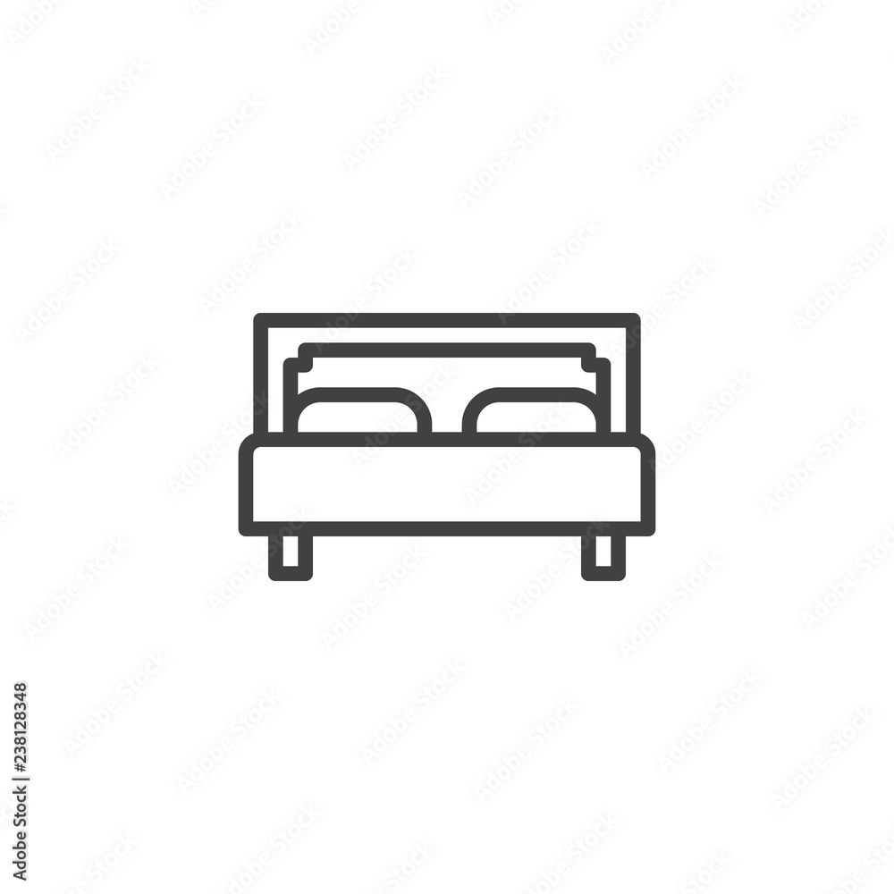 Double bed outline icon. linear style sign for mobile concept and web design. Hotel bed simple line vector icon. Symbol, logo illustration. Pixel perfect vector graphics