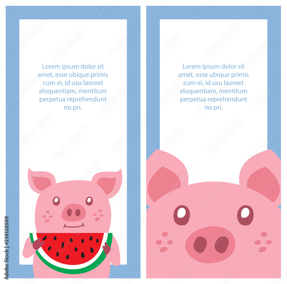 Birthday card with cute pig Birthday card with cute pig
