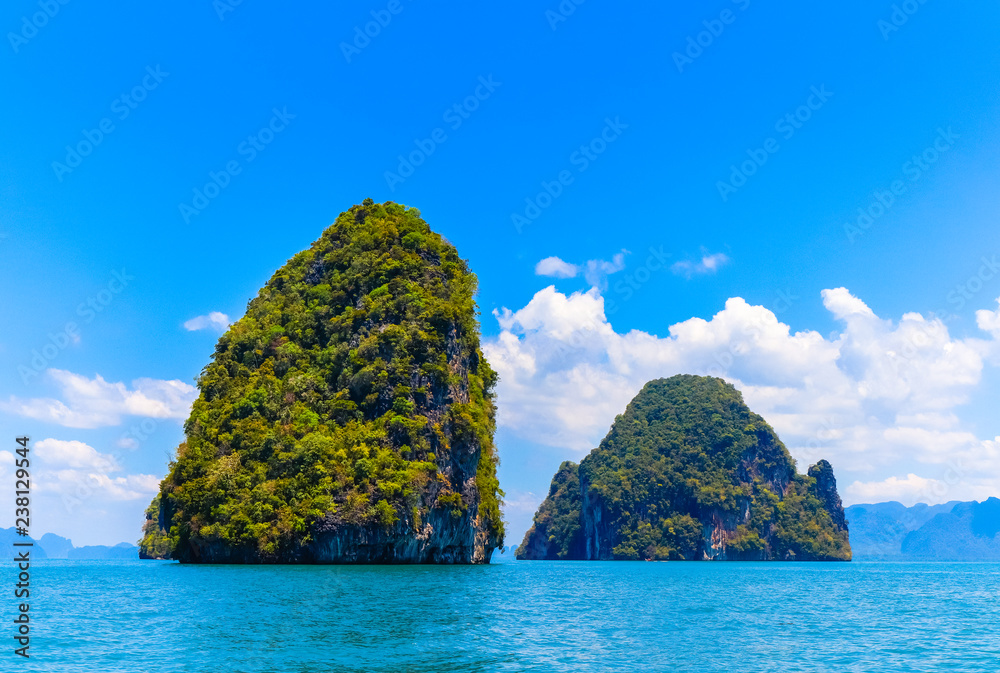 tropical paradise island and clear blue sea at Krabi Thailand. Best destination for vacation