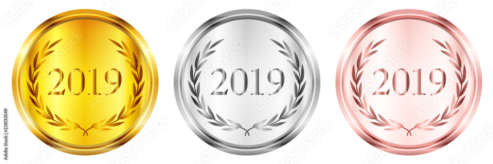 Naklejka premium 2019 新年 メダル アイコン
