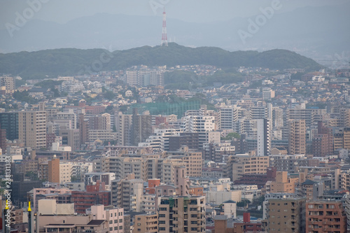 View of Kitakyushu City around Wakamatsu-ku in summer time. photo