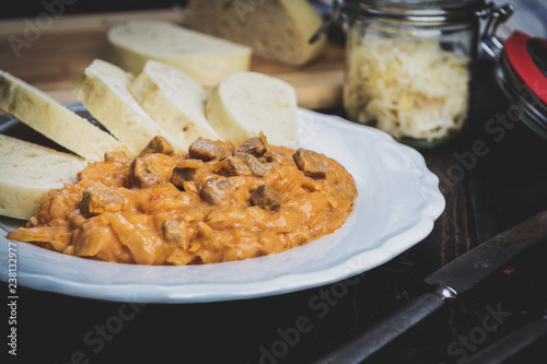 Hungarian goulash with sauerkraut photo