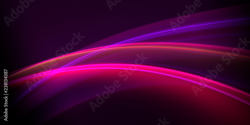 Abstract bright light purple rays on a black background
