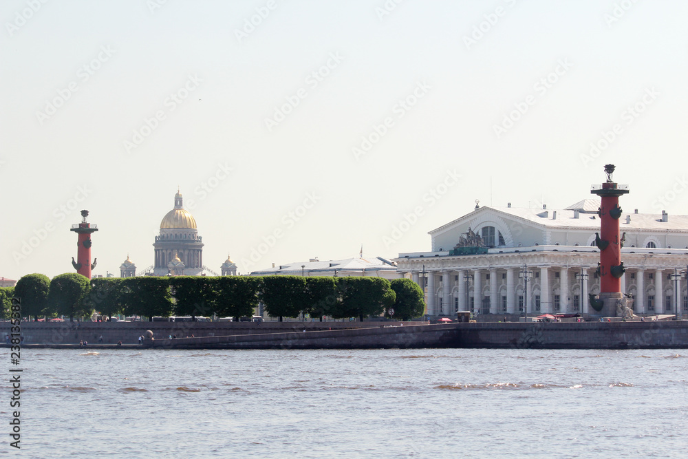 The Old Saint Petersburg Stock Exchange and Rostral Columns, Russia