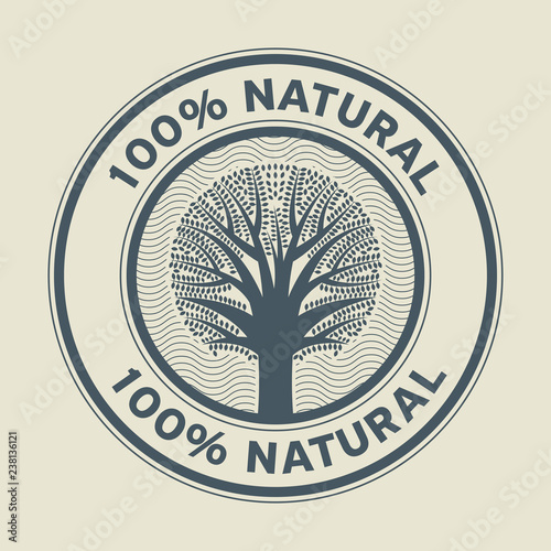 Abstract sign or label with text Natural product