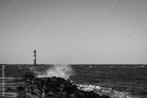Morris Island Lighthouse in Black and White
