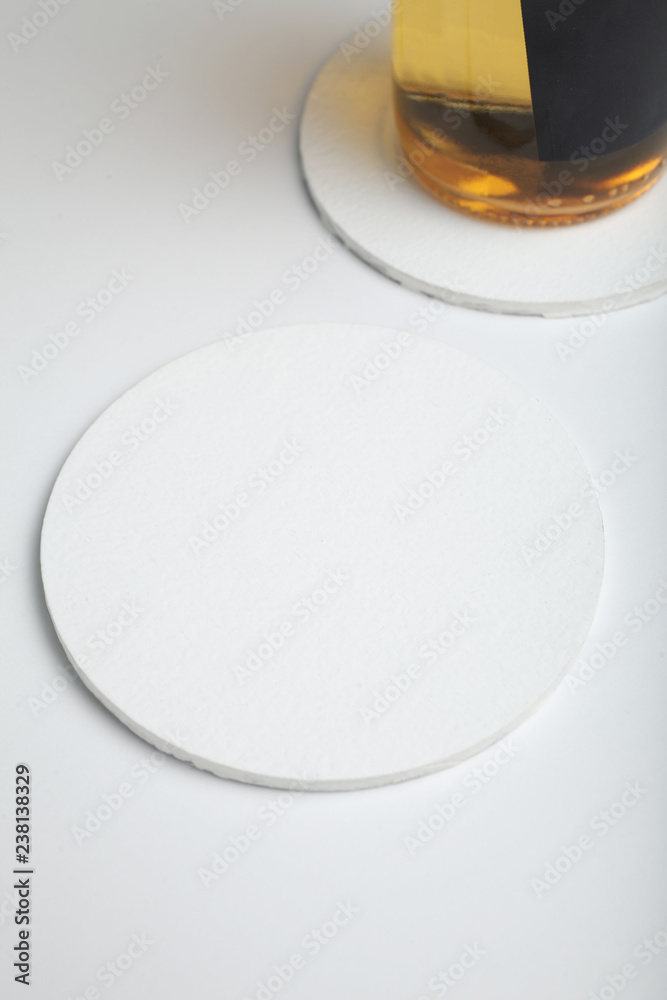 Empty beer coaster for bar. Space for drink logo.