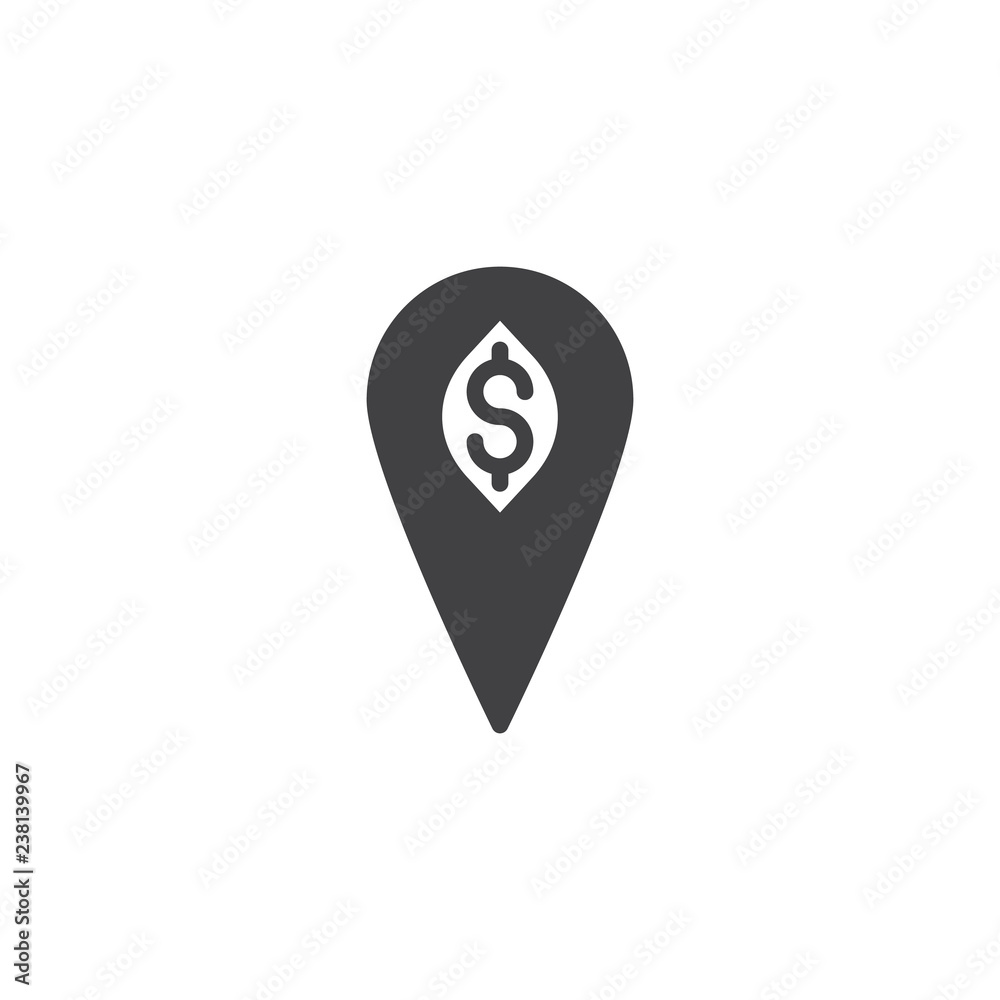 Money location pin vector icon. filled flat sign for mobile concept and web design. Dollar map marker simple solid icon. Symbol, logo illustration. Pixel perfect vector graphics Money location pin vector icon. filled flat sign for mobile concept and web design. Dollar map marker simple solid icon. Symbol, logo illustration. Pixel perfect vector graphics
