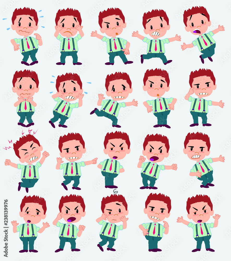Cartoon character businessman in casual style. Set with different postures, attitudes and poses, always in negative attitude, doing different activities in vector vector illustrations. Cartoon character businessman in casual style. Set with different postures, attitudes and poses, always in negative attitude, doing different activities in vector vector illustrations.