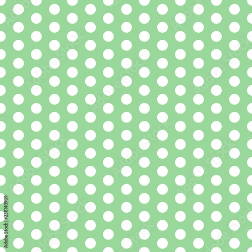 Seamless vector polka dot pattern green and white. Design for wallpaper, fabric, textile, wrapping. Simple background