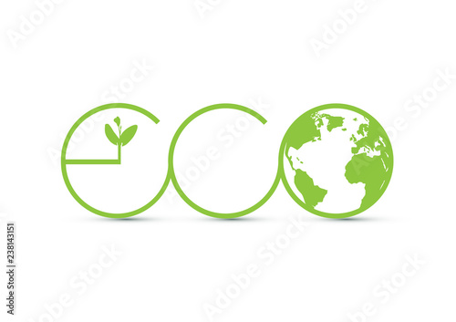 Green Eco sprout with globe icon vector illustration