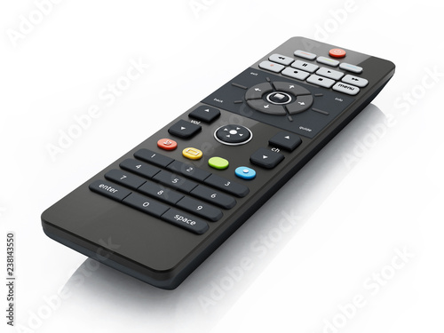 Generic remote controller isolated on white background. 3D illustration photo