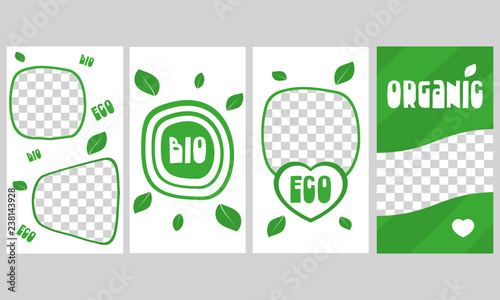 Banner eco, bio, organic for Instagram stories. Vector design