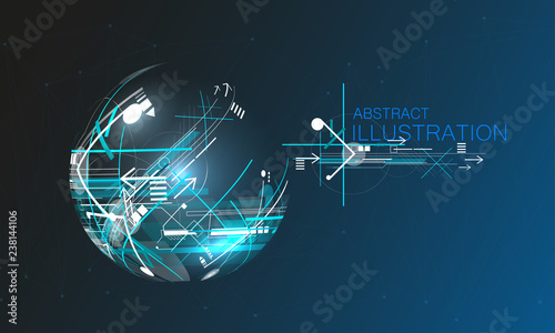 Abstract sphere graphics in lines and arrows, futuristic concept background, Futuristic technology design, Vector illustration