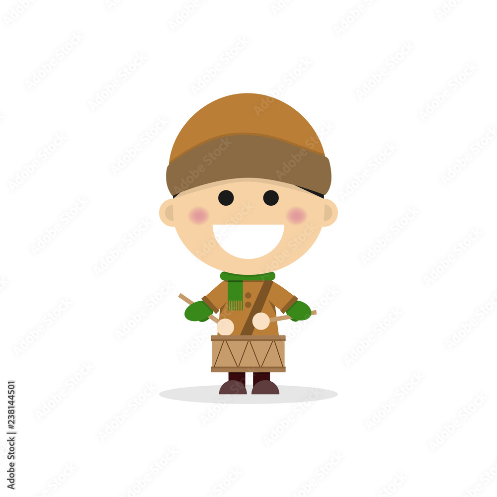 Christmas child playing drum. Vector illustration Christmas child playing drum. Vector illustration