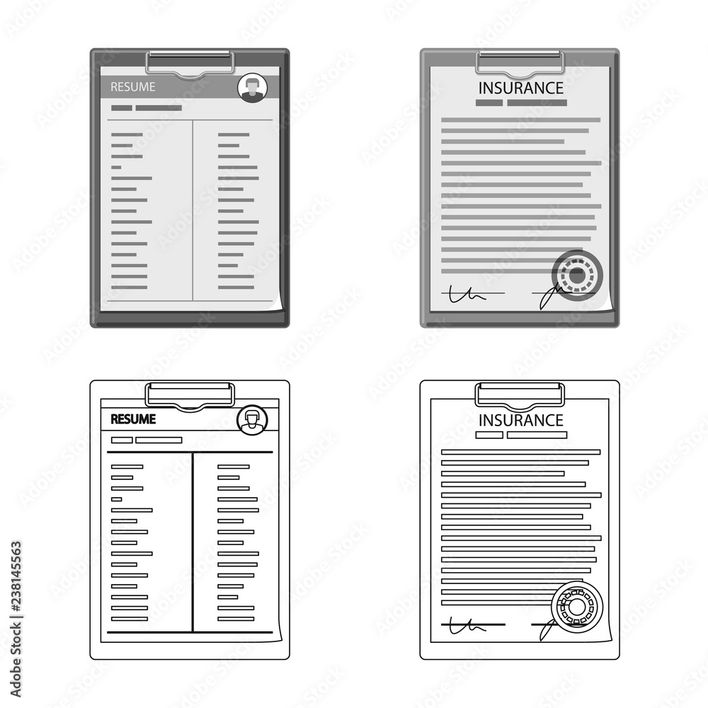 Vector illustration of form and document symbol. Collection of form and mark stock vector illustration. Vector illustration of form and document symbol. Collection of form and mark stock vector illustration.