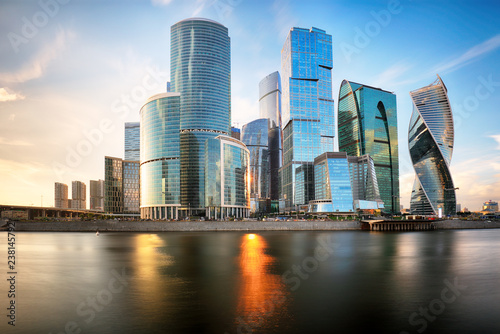 Moscow city  Russia. Moscow International Business Center at sunset