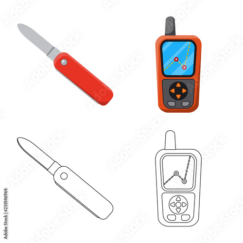 Isolated object of mountaineering and peak symbol. Set of mountaineering and camp stock vector illustration.