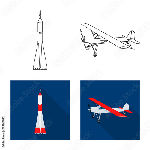 Isolated object of plane and transport sign. Set of plane and sky vector icon for stock.