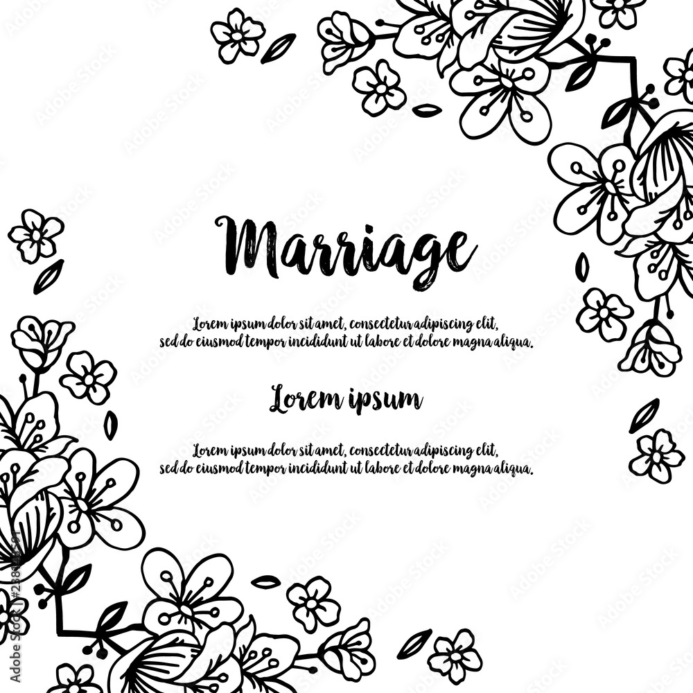Marriage invitation card with floral hand draw vector art Marriage invitation card with floral hand draw vector art