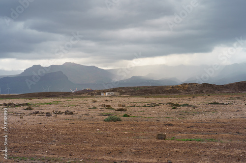 Brown and gray colors of the rainy Gran Canaria island