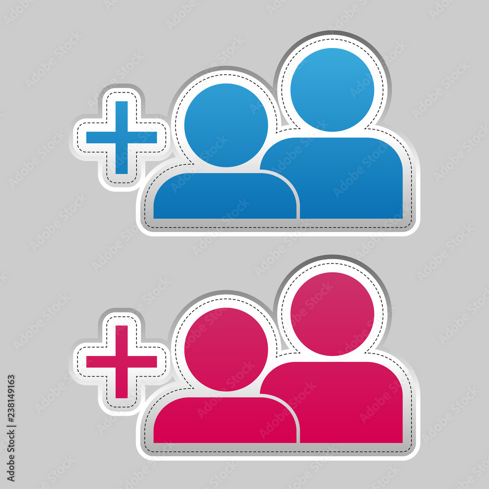 Add A Friend Sticker - Silver Blue And Pink Metallic Vector Illustration - Isolated On Gray Background Add A Friend Sticker - Silver Blue And Pink Metallic Vector Illustration - Isolated On Gray Background