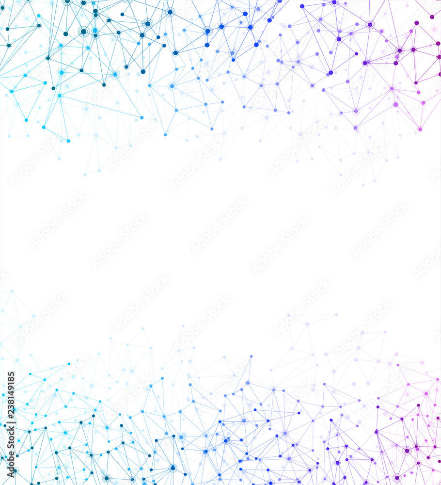 White global communications background with abstract color network.