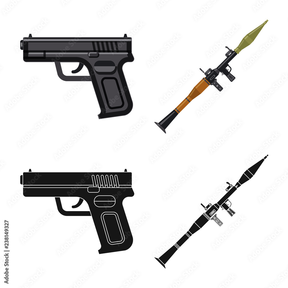Vector design of weapon and gun sign. Set of weapon and army vector icon for stock. Vector design of weapon and gun sign. Set of weapon and army vector icon for stock.