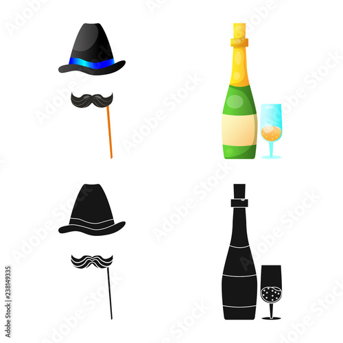 Vector illustration of party and birthday icon. Collection of party and celebration stock vector illustration.