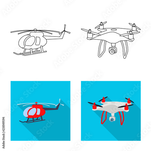 Isolated object of plane and transport sign. Set of plane and sky vector icon for stock.