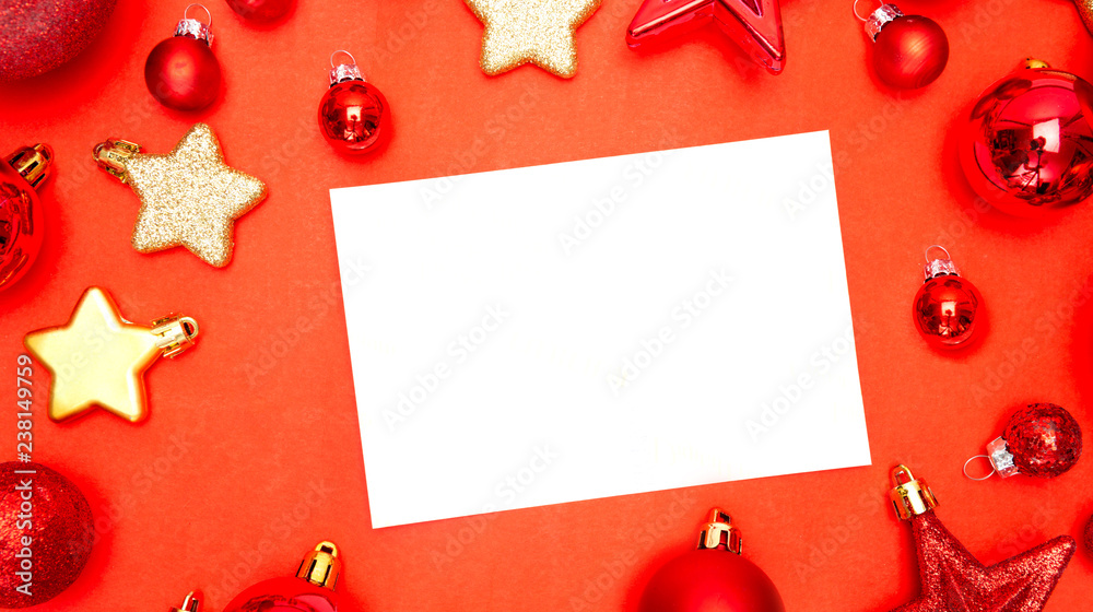 Blank christmas holidays greeting card on a red background Blank christmas holidays greeting card on a red background