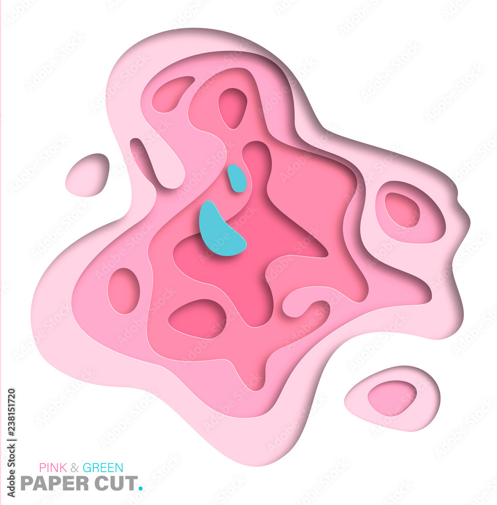 3D abstract background with paper cut shapes. Vector design layout for business presentations, flyers, posters and invitations. purple illustration. Pink and green. Trend color