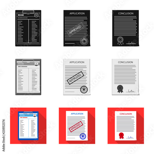 Isolated object of form and document logo. Collection of form and mark stock symbol for web.