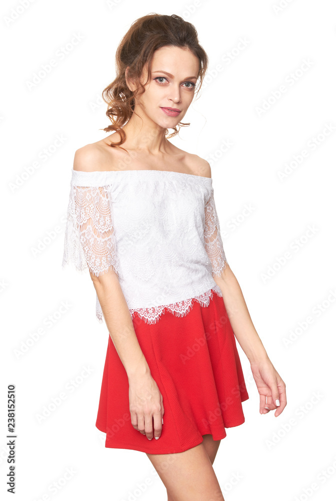 young beautiful brunette girl smiling. Isolated young beautiful brunette girl smiling. Isolated