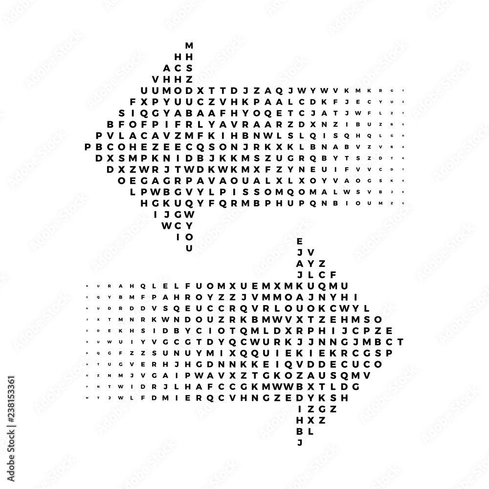 Letter arrow halftone gradients, graphic elements, left and right directions, vector illustration
