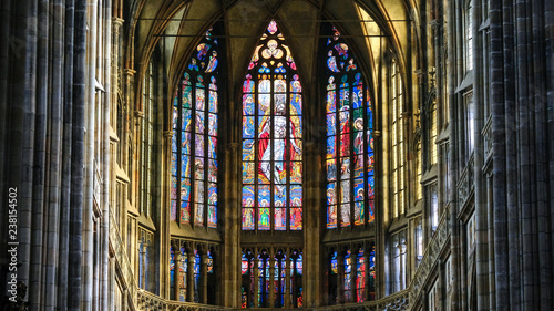 Colorful jesus mosaic inside St. Vitus Cathedral at Prague Castle, Prague, Czech Republic photo